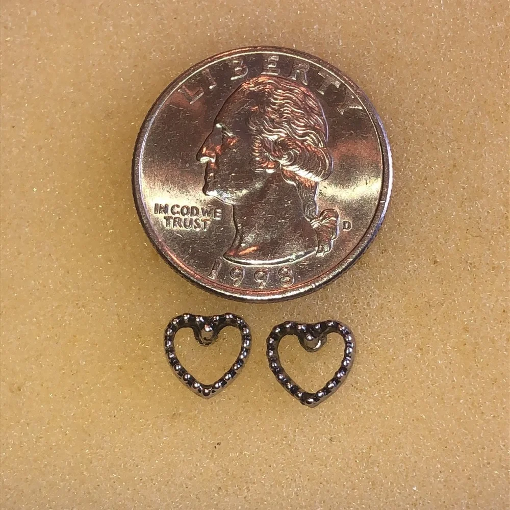 Elegant Silver Tone Dainty Boho Heart Stud Earrings